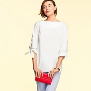 Talbots Tie Sleeve White Blouse